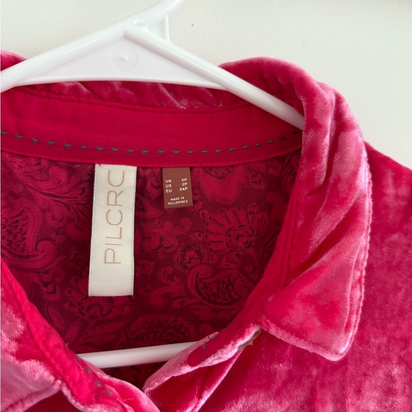 Pilcro by Anthropologie Mara Velvet Shirt – Hot Pink - Size 2 - Picture 4 of 7